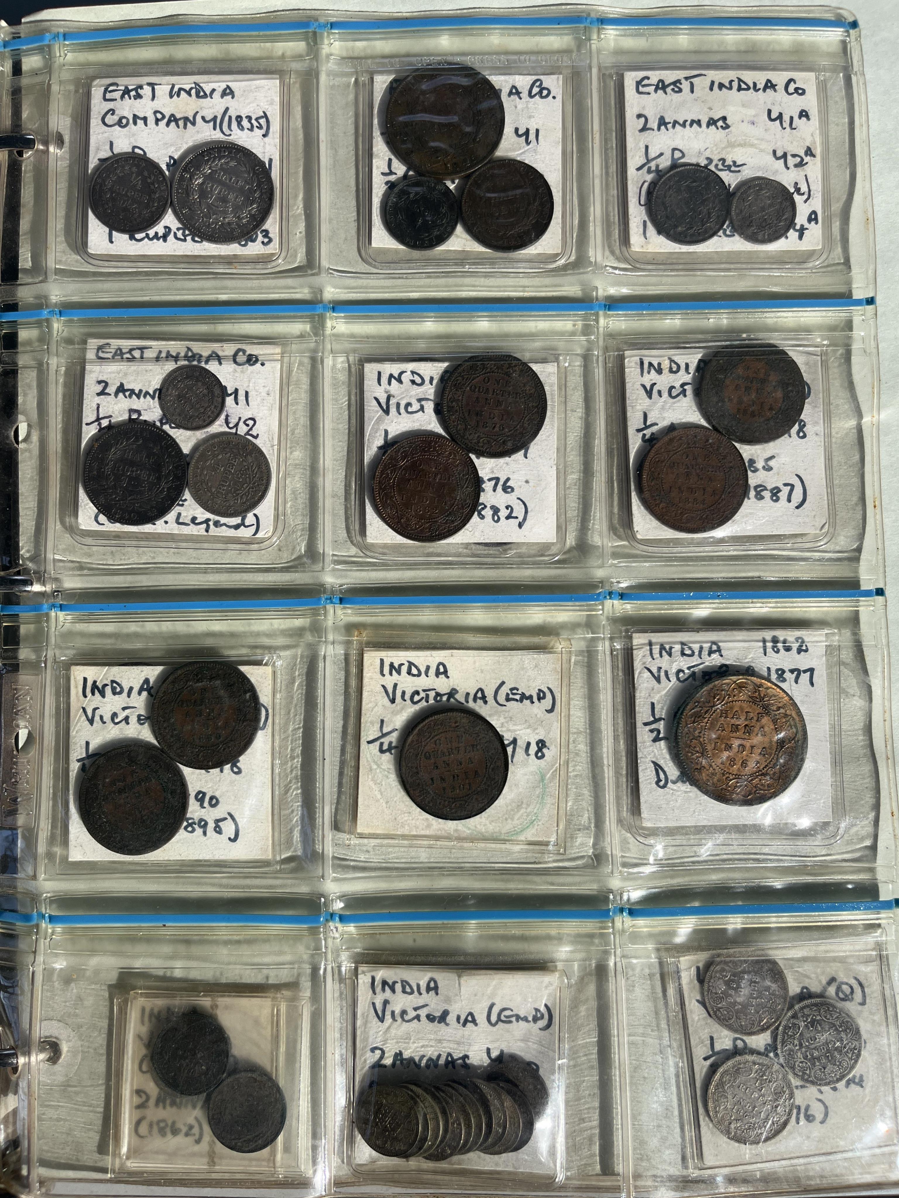 East India Company, British India silver coins, Victoria to George VI and Republic of India coins, an album, Highlights include-, East India company; one rupee, half rupee and quarter rupee, all 1835, two Victoria one ru
